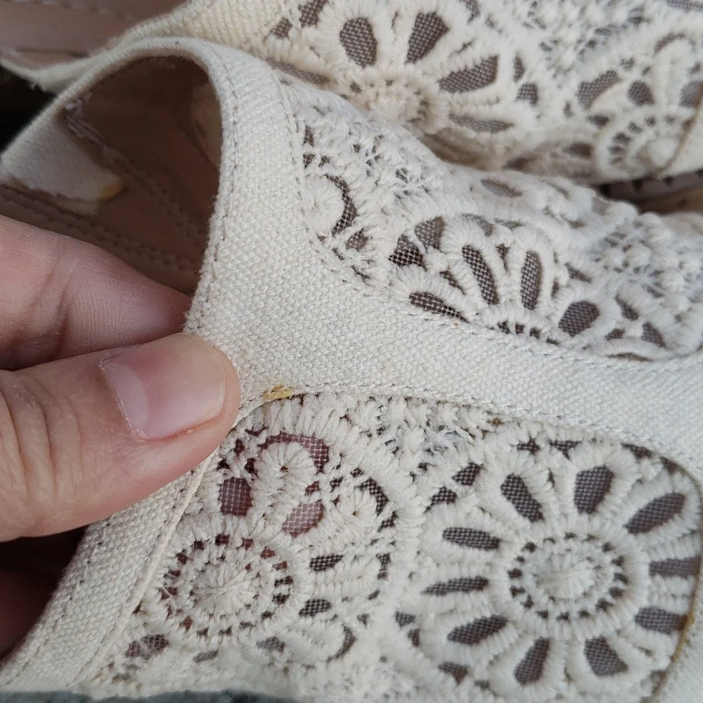 ESPRIT Pheby Floral Embroidered Platform Corks Block Heel Sandals Neutral Boho